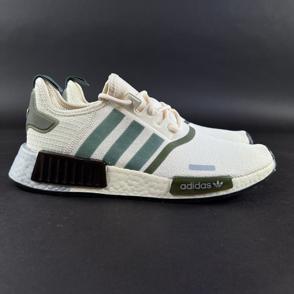Adidas Women's NMD_R1 Wonder White Olive Green Shoes GX6490 Sizes 7 - 10